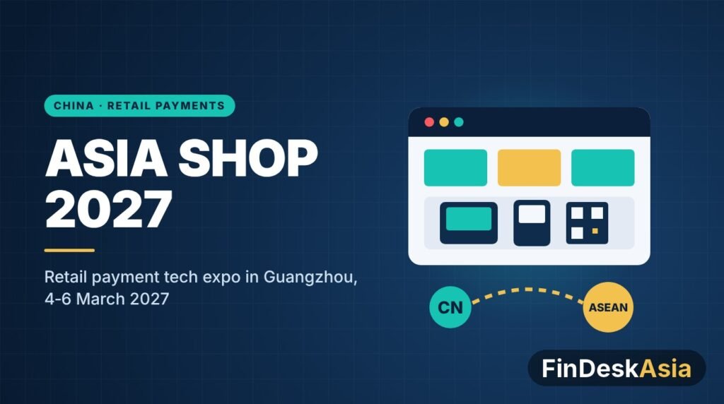 ASIA SHOP 2027 retail payment technology exhibition in Guangzhou, illustrated with POS and QR payment devices