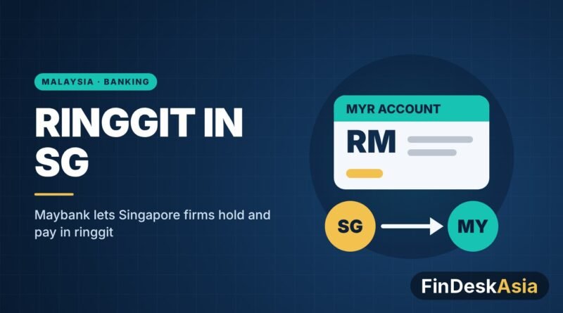 Illustration of a ringgit (MYR) account card with an arrow from SG to MY