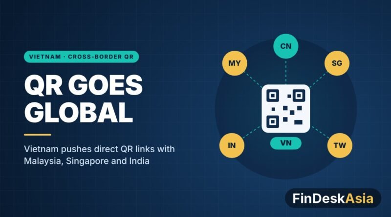 Illustration of a QR code linked to Malaysia, Singapore, India, Taiwan and China payment networks from Vietnam